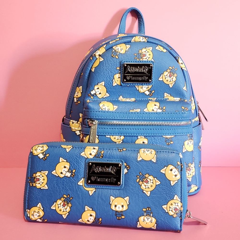 Loungefly Aggretsuko mini Backpack and wallet